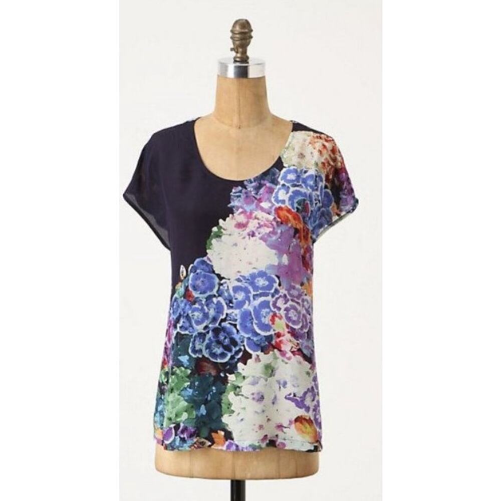 Anthropologie (Maeve) | 100% Silk Artsy Tokonoma Floral Top | Size 4
